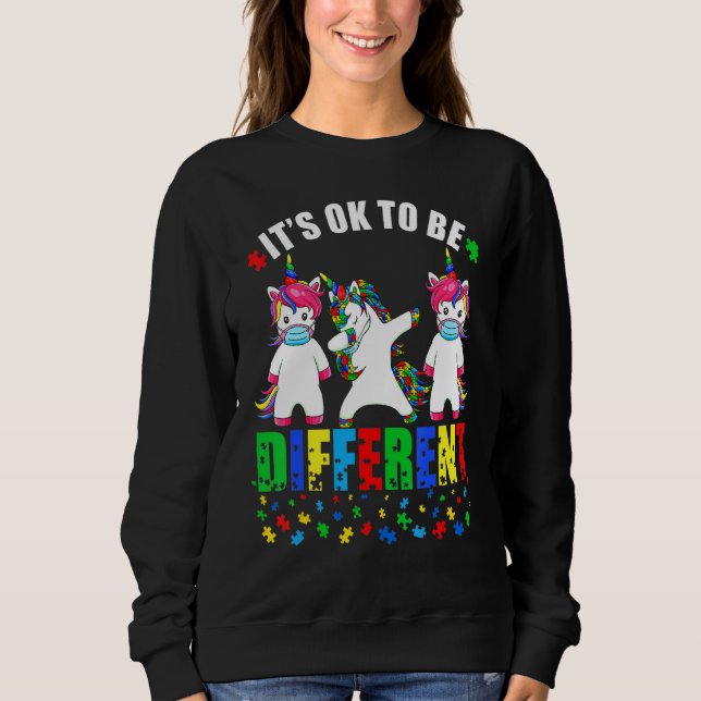 Sweatshirt Sensibilisation sur l'autisme Unicorn Masque Visag (Devant)