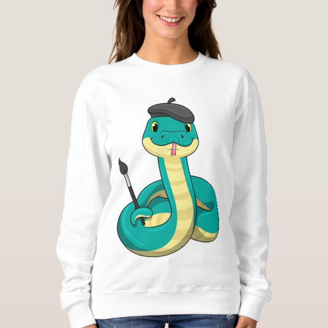 Sweatshirt Serpent comme peintre avec pinceau (Devant)