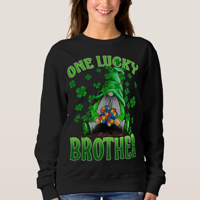Sweatshirt Seul Lucky Brother Gnomes Autisme St Patrick's Day (Devant)