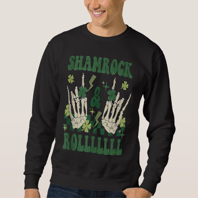 Sweatshirt SHAMROCK & ROLLLLLL Heavy Metal Punk Rock St Patri (Devant)