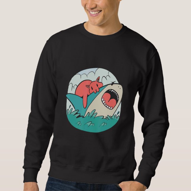 Sweatshirt Shark bitten by cat (Devant)