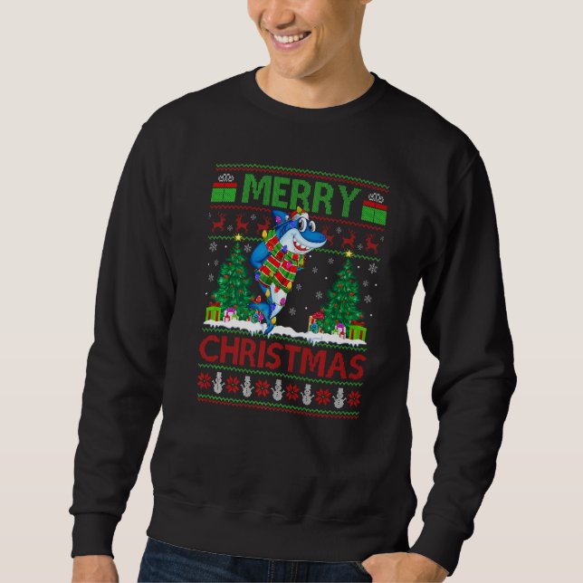 Sweatshirt Shark Fish  Xmas Tree Ugly Santa Shark Christmas (Devant)