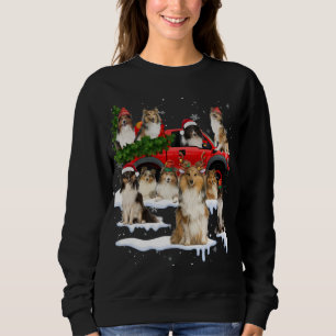 Sweatshirt Shelter Chien Rouge Camion Arbre de Noël Père Noël