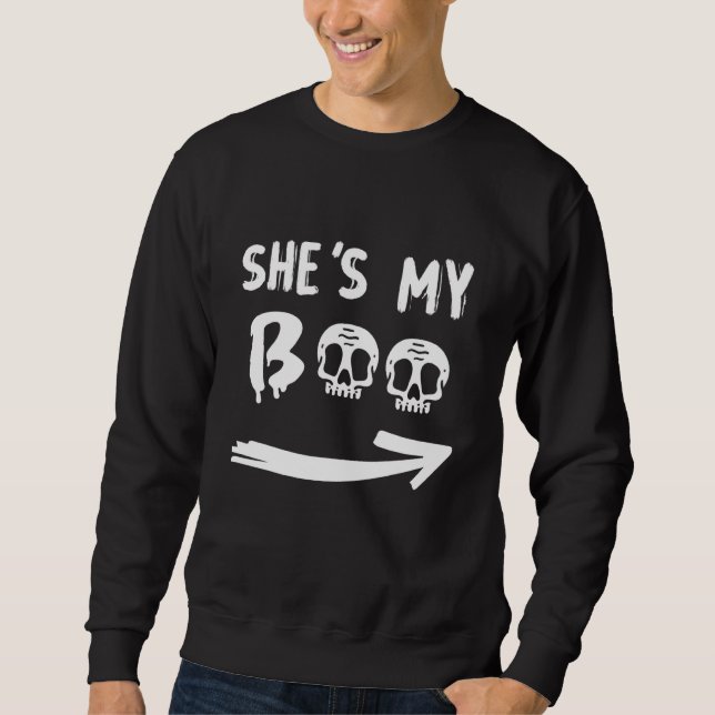 Sweatshirt Sheu2019s My Boo Skull Face Matching Halloween Paj (Devant)