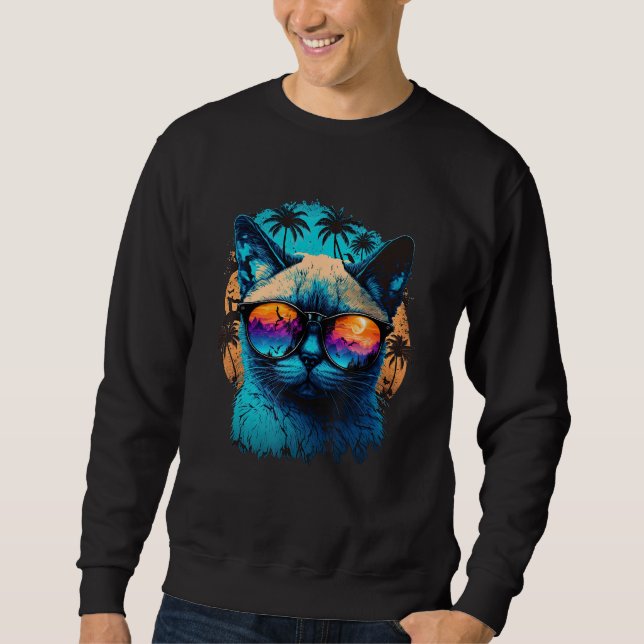 Sweatshirt Siamese Cat Rocking Summer Outfits with Stylish Gl (Devant)