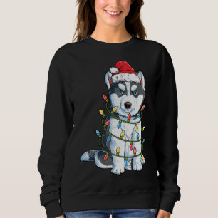Sweatshirt Sibérien Husky Père Noël feux de Noël Noël Noël No