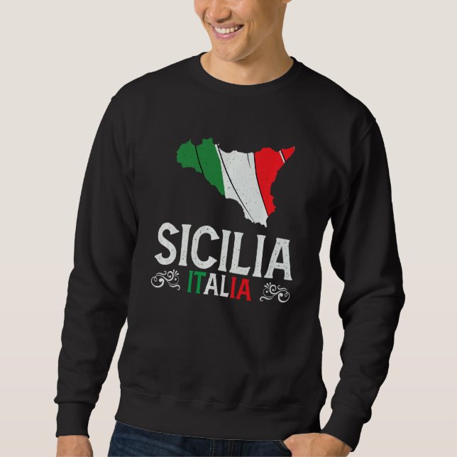 Sweatshirt Sicile Italie Sicile Souvenir Silhouette Sicile (Devant)