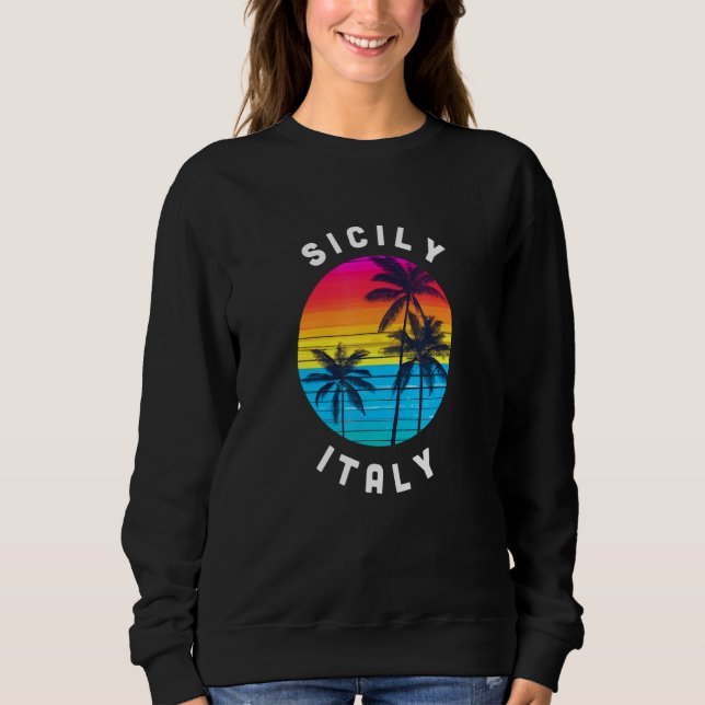 Sweatshirt Sicily Italy Vacation Souvenir Sunset Beach (Devant)