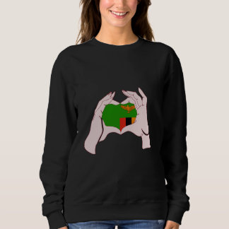 Sweatshirt Signe de la main zambienne Cœur Drapeau zambien Fi