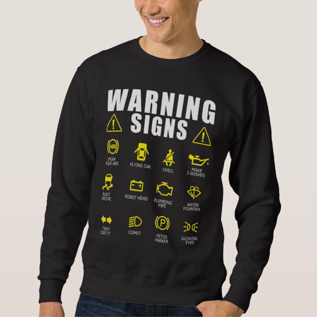 Sweatshirt Signes d'avertissement de réparation de voiture di (Devant)