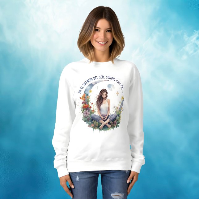 Sweatshirt Silencio del Ser - Para Mujeres que Meditan (Mujer espiritual, zen, yoga, meditación, sueter - buzo, cómodo, hermosa ilustración en acuarela)