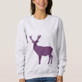 Sweatshirt Silhouette de cerf Bague violette Simple et élégan