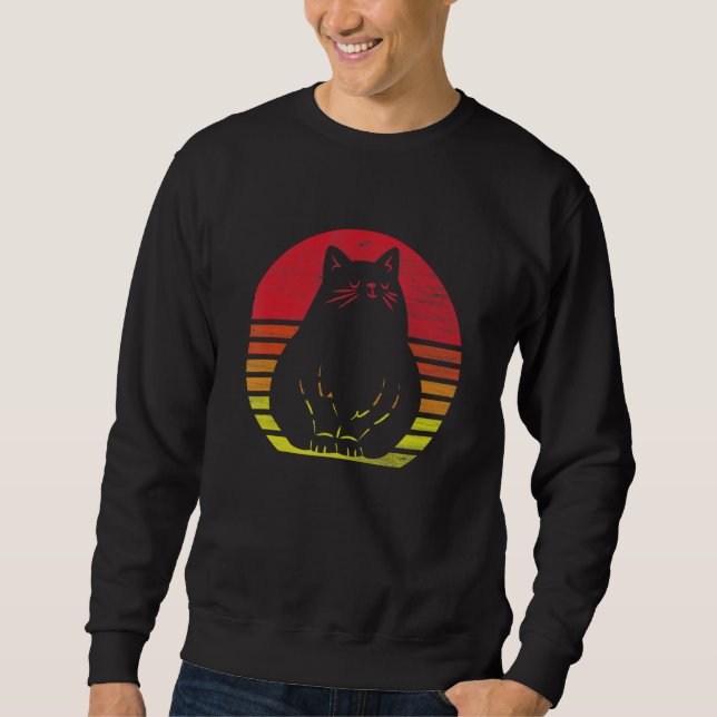 Sweatshirt Silhouette de chat rétro (Devant)