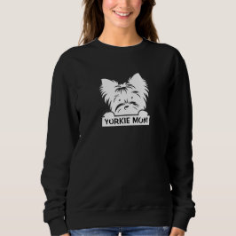 Sweatshirt Silhouette de Yorkie noir qui regarde Maman Yorkie