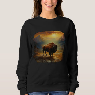 Sweatshirt Silhouette du coucher de soleil de bison de buffle