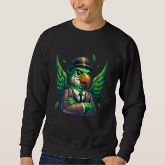 Sweatshirt Silhouette Green Parrot Cartoon Illustration Graph