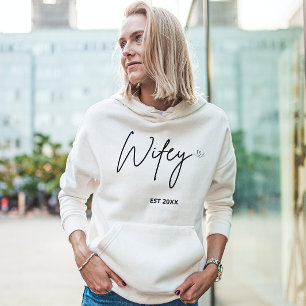 Sweatshirt Simple minimum personnalisé Wifey Script Est année