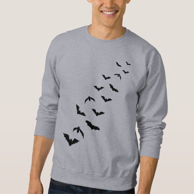 Sweatshirt Simple Noir Halloween Bat Silhouette Design (Devant)