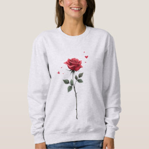 Sweatshirt Simple Red Rose Heart - Élégante Saint-Valentin