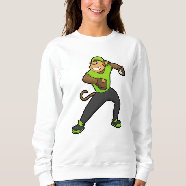 Sweatshirt Singe au baseball avec batte de baseball (Devant)