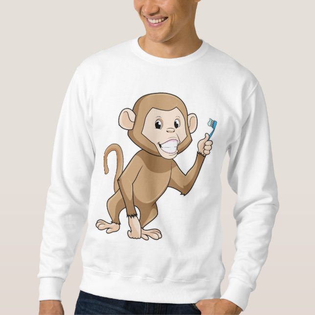 Sweatshirt Singe avec brosse à dents (Devant)