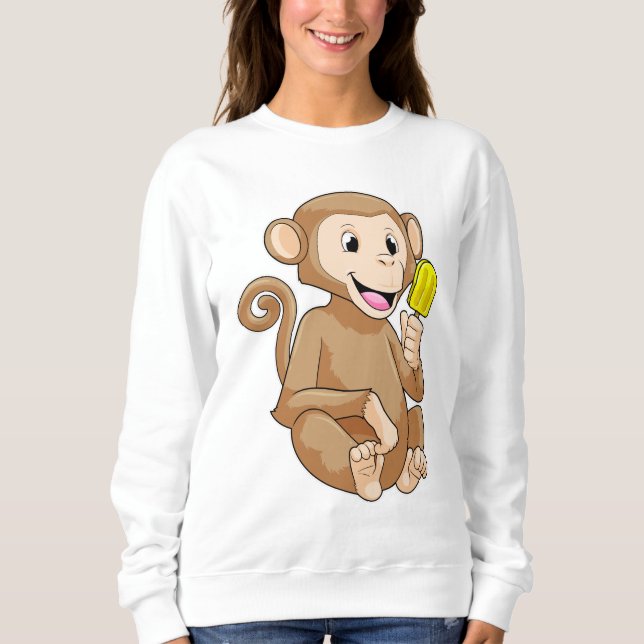 Sweatshirt Singe avec Popsicle (Devant)