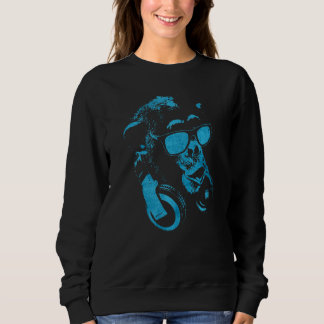 Sweatshirt Singe Chimpanzé Avec Lunettes De Soleil Et Écouteu