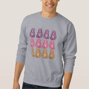Sweatshirt Singe colorés de style pixel whimsique