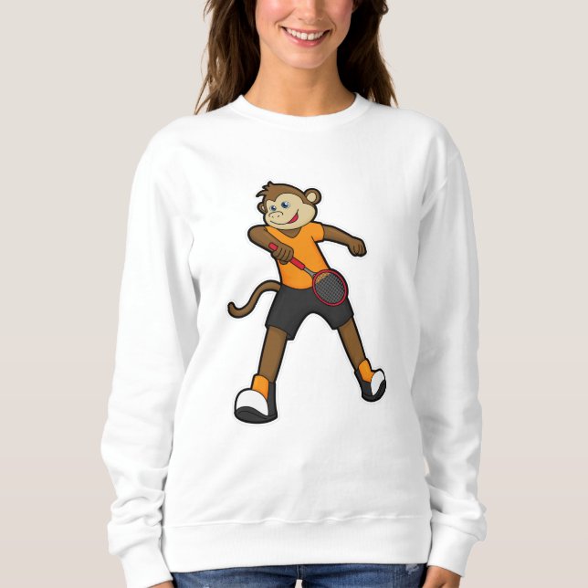 Sweatshirt Singe comme joueur de tennis avec raquette de tenn (Devant)