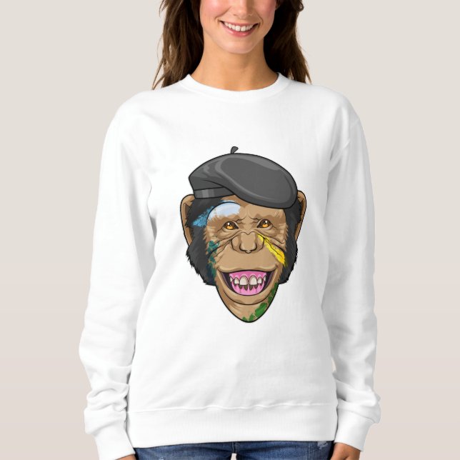 Sweatshirt Singe comme peintre (Devant)