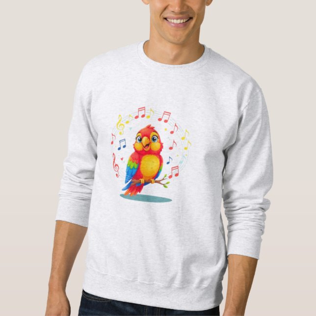 Sweatshirt **Singing Parrot – Cute Parrot Singing Illustratio (Devant)