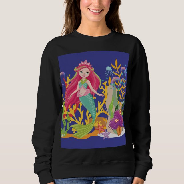 Sweatshirt Sirène Océanique : cheveux longs (Devant)