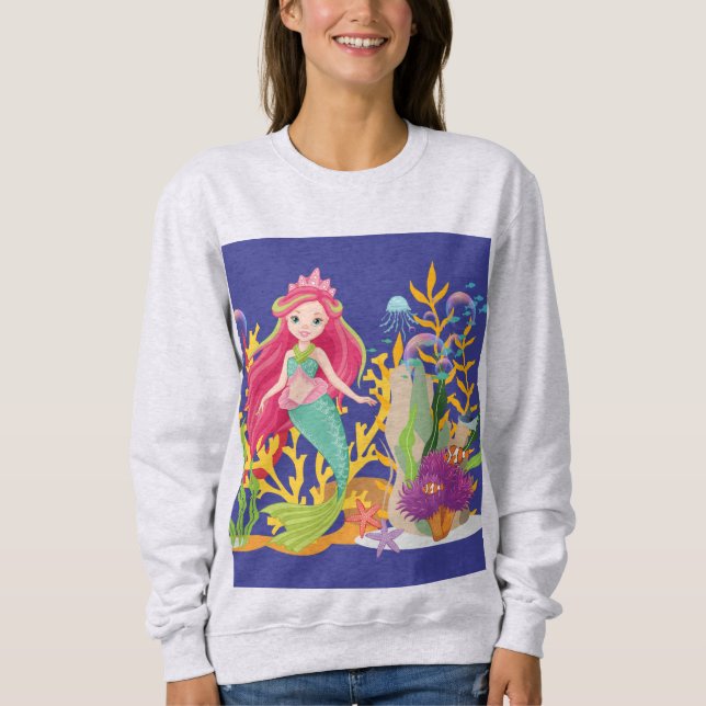 Sweatshirt Sirène Océanique : cheveux longs (Devant)