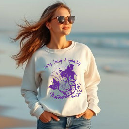 Sweatshirt Sirène-salé hawaïen, sassy et violet éclatant