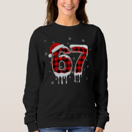 Sweatshirt Six Seven 6 7 Meme Checkered Design with Santa Hat