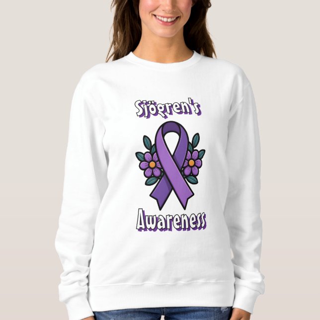 Sweatshirt Sjögren's Awareness | Purple Ribbon with flowers (Devant)
