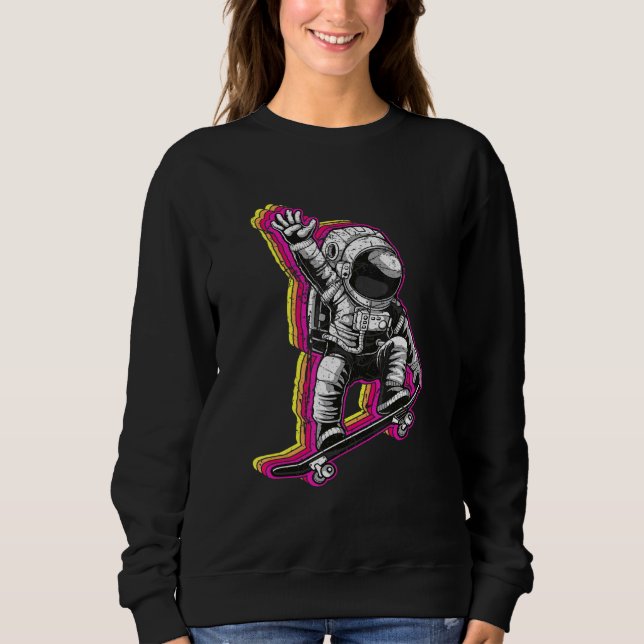 Sweatshirt Skate d'astronaute rétro (Devant)