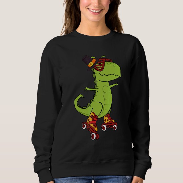Sweatshirt Skating Dinosaur Thanksgiving Day Cool Rex Roller  (Devant)