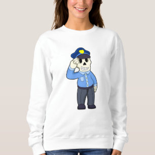 Sweatshirt Skeleton en tant que policier avec casquette de po