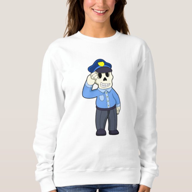 Sweatshirt Skeleton en tant que policier avec casquette de po (Devant)