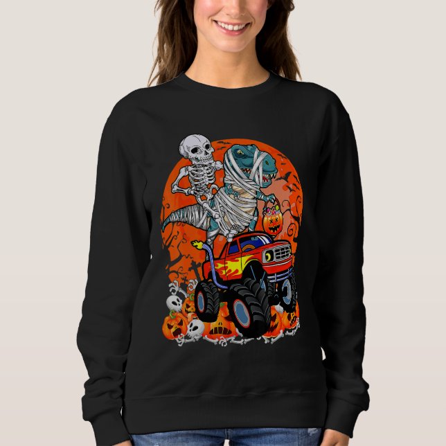 Sweatshirt Skeleton équitation Dinosaur Rex maman Monster Cam (Devant)