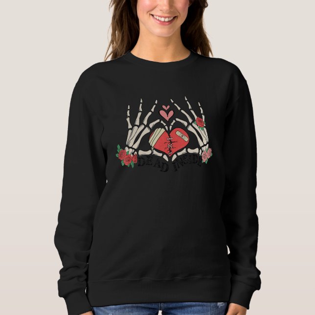 Sweatshirt Skeleton Hand with Rose Broken Heart in Dome Anti  (Devant)