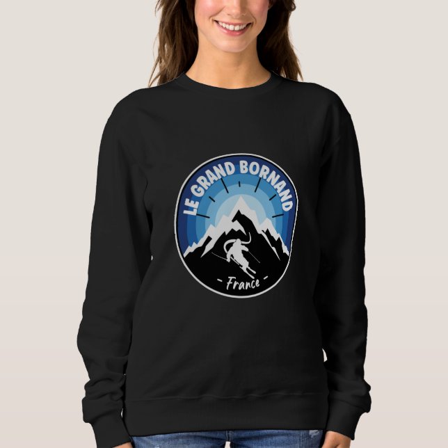 Sweatshirt Ski Au Grand Bornand France Bleu (Devant)