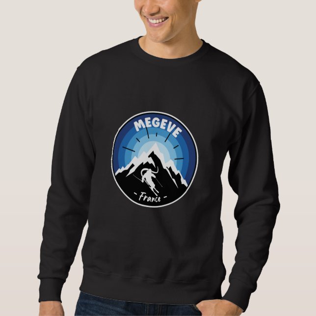 Sweatshirt Ski En Megeve France Bleu (Devant)