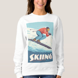 Sweatshirt Ski est croire Retro Print