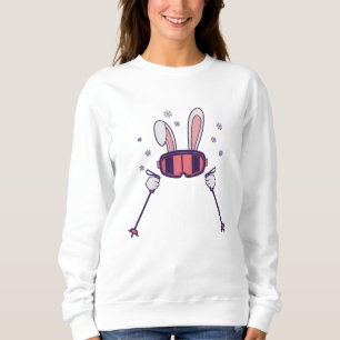Sweatshirt Ski Rabbit avec bâtons de ski et lunettes de ski