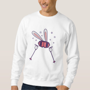 Sweatshirt Ski Rabbit avec bâtons de ski et lunettes de ski