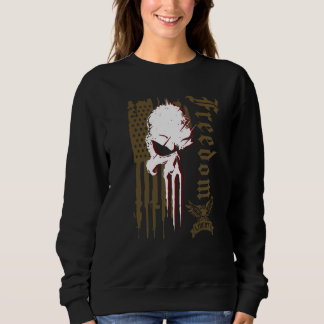 Sweatshirt Skull Freedom Liberty In The USA Patriot Flag Hono