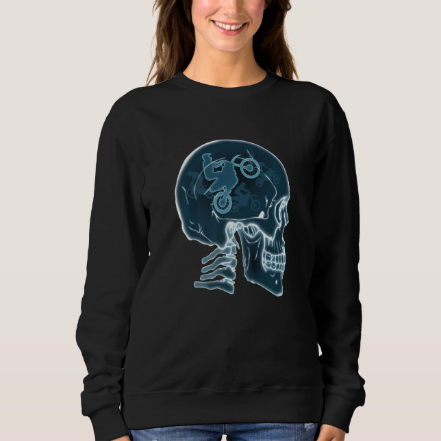 Sweatshirt Skull Funny Motocross Extreme sport Rider bike bik (Devant)