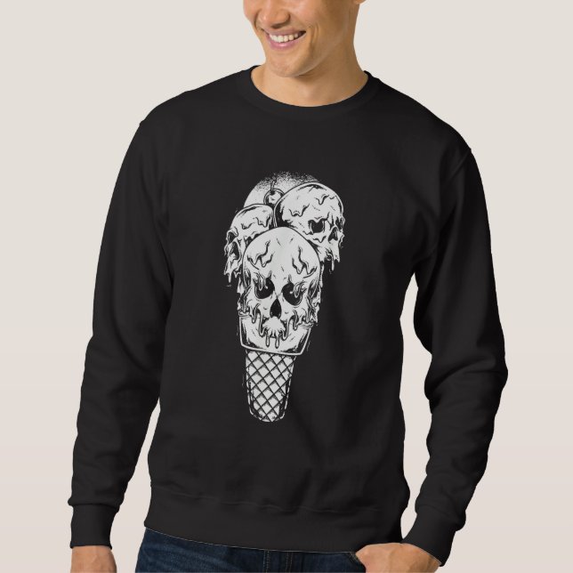 Sweatshirt Skull Ice Cream Cone Gothic Goth Creepy Halloween  (Devant)